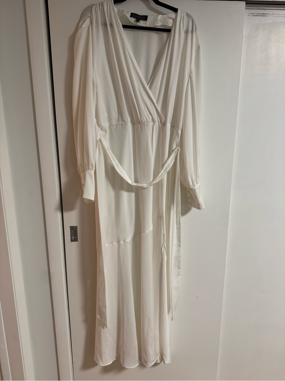 White Long Sleeve Wrap Dress